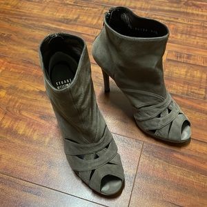 Stuart Weitzman Suede Peep Toe Booties